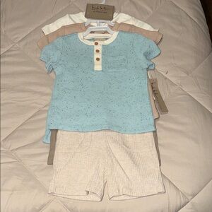 Kensie Baby Blue, Beige & Cream 3-Piece Knit Set